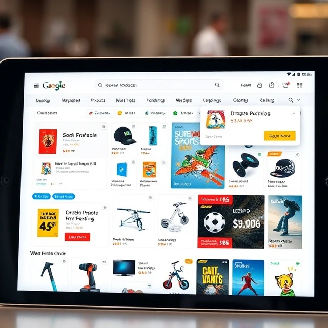 Illustration of features of e-commerce, including online shopping categories, secure payments, customer reviews, and fast delivery options